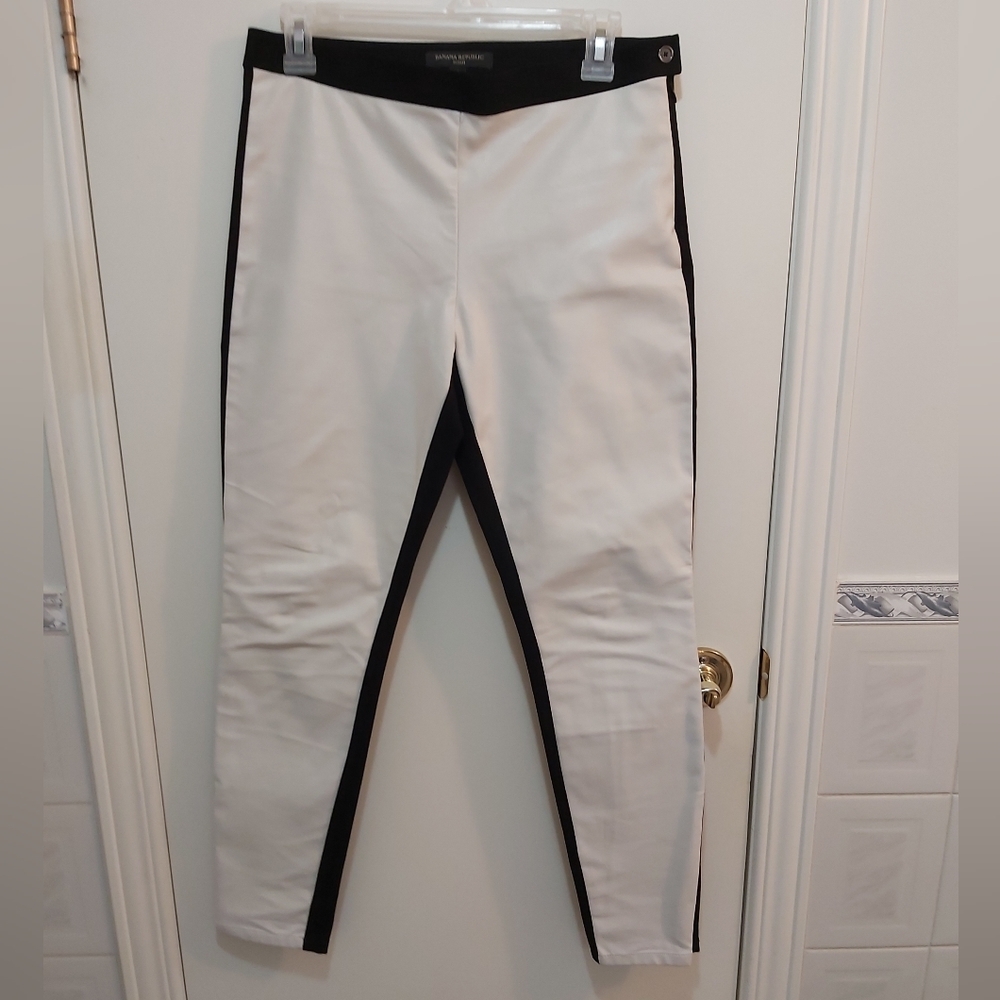 Banana Republic White & Black Pants Colorblock sz 6
